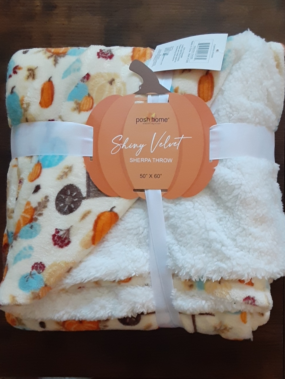Pumpkin Picking Sherpa Throw Blanket